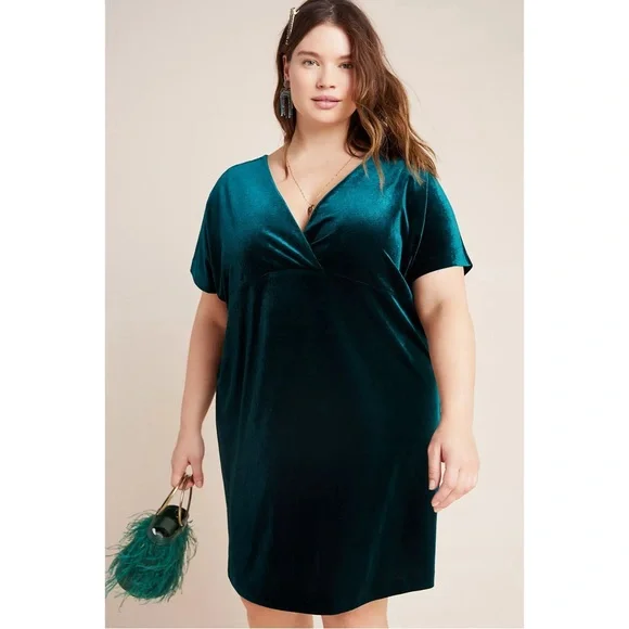 Anthropologie Nancy Green Velvet Tunic Dress NWT SZ 1X - Picture 1 of 16